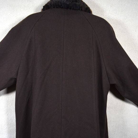 Vtg Womans L Brown Wool Winter Overcoat Faux Fur Collar Cuff Jo-D Lined Buttons - Picture 3 of 13